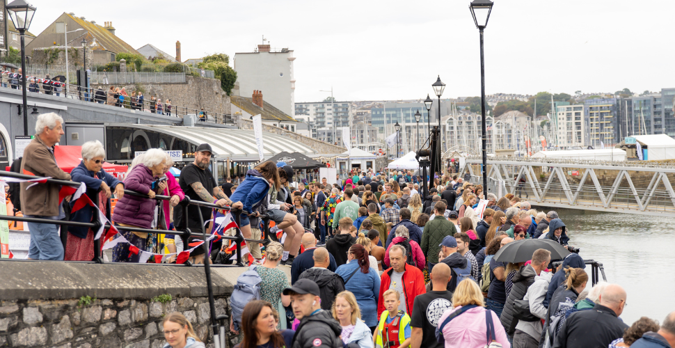 Crowds at Commercial Wharf Plymouth